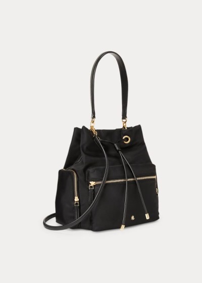 Bolsa Ralph Lauren Mujer Negros - Nylon Debby Drawstring - UDWCB0783